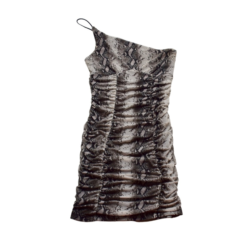 Forever 21 Snake Print One Shoulder Mini Dress